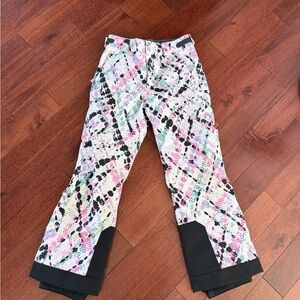 Spyder Girls White Multicolor Printed Snow Pants